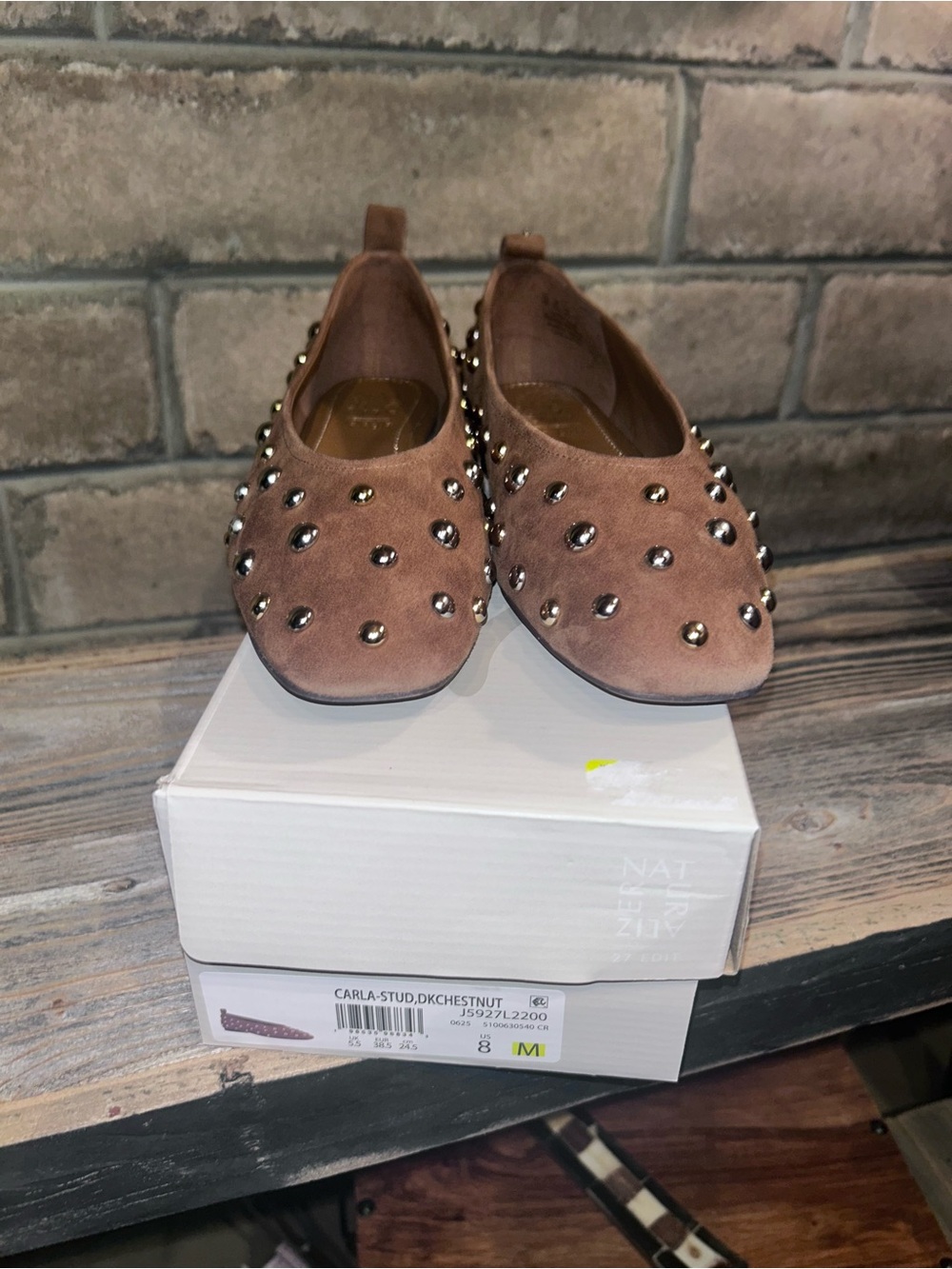 Naturalizer Studded Suede Ballet Flats in Brown - Picture 2 of 4